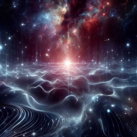 An ai generated image depicting consciousness as light and waves of energy in a field of potential.